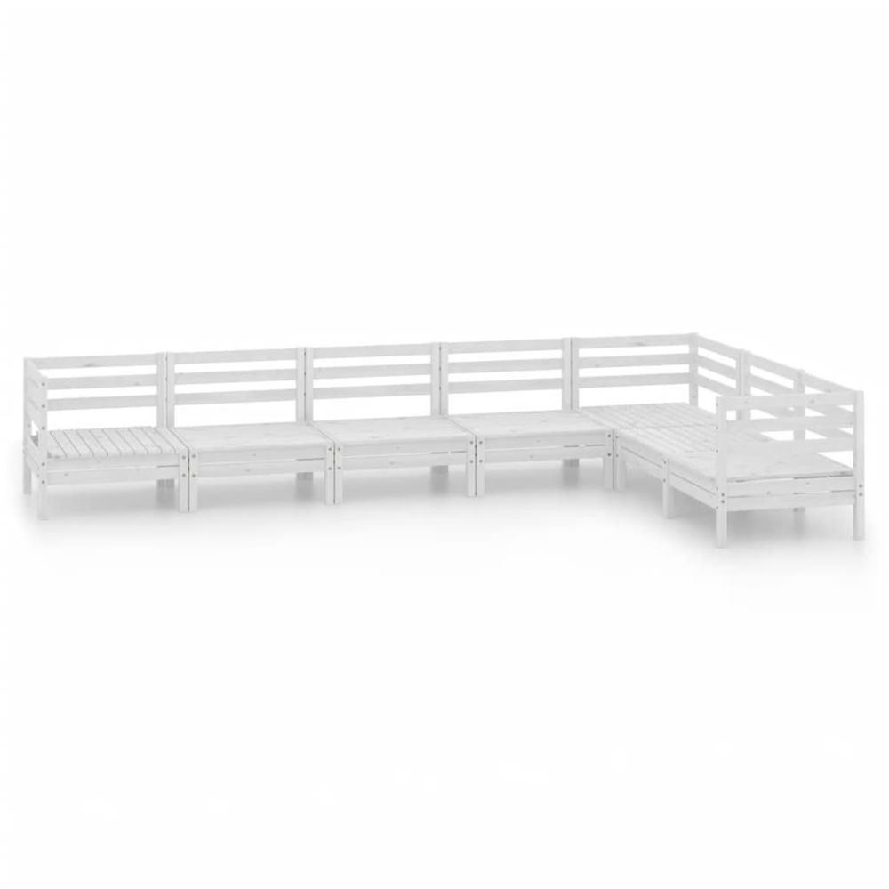 Salon de jardin 7 pcs bois de pin massif blanc