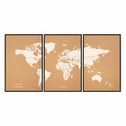 Carte du monde en liège - woody map natural world / 180 x 90 cm / blanc / cadre noir
