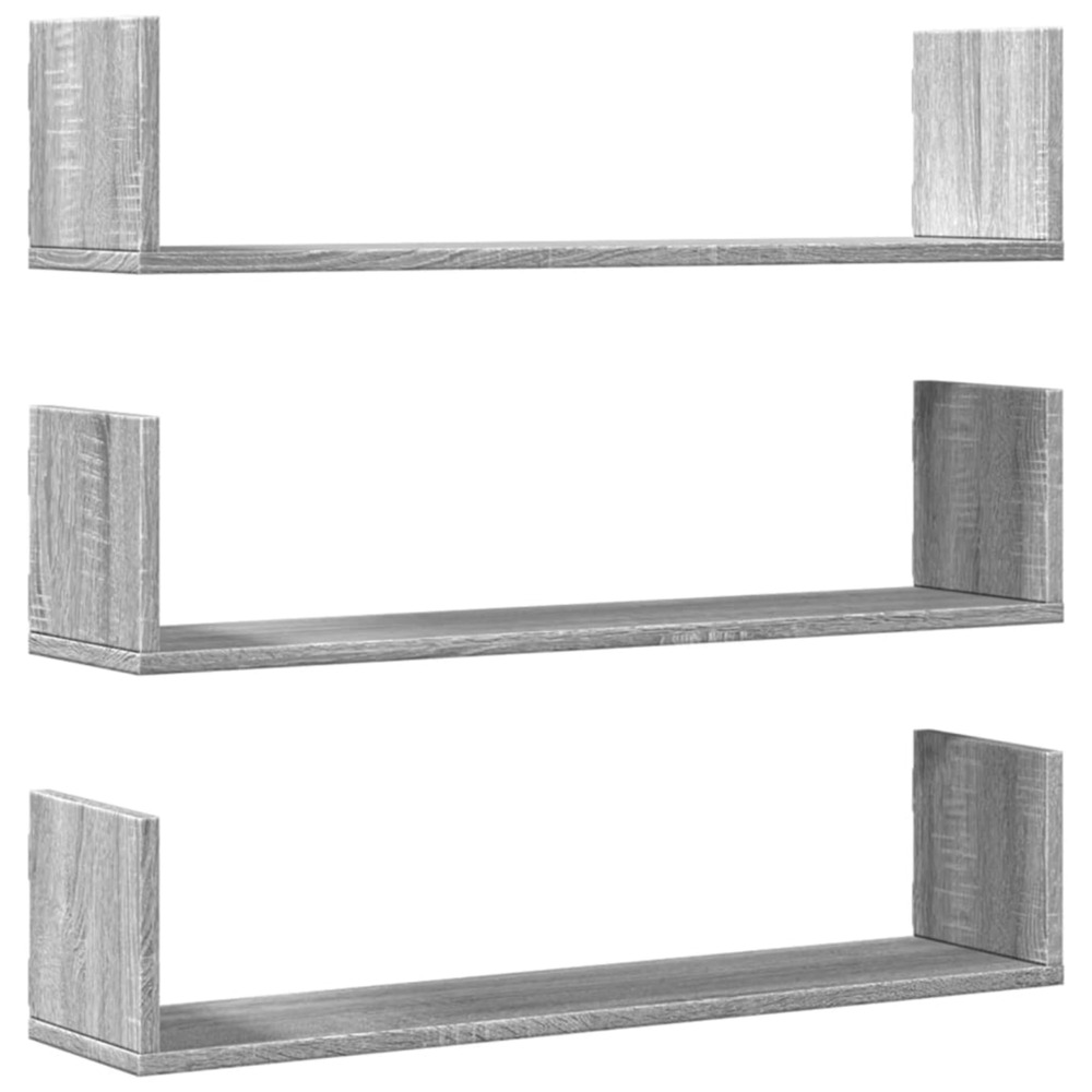 Étagères murales 3 pcs sonoma gris 80x18x18 cm bois ingénierie
