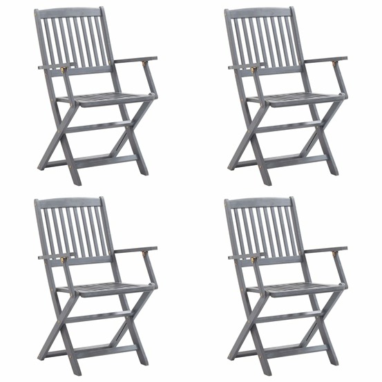 Chaises pliables d'extérieur lot de 4 et coussins bois d'acacia