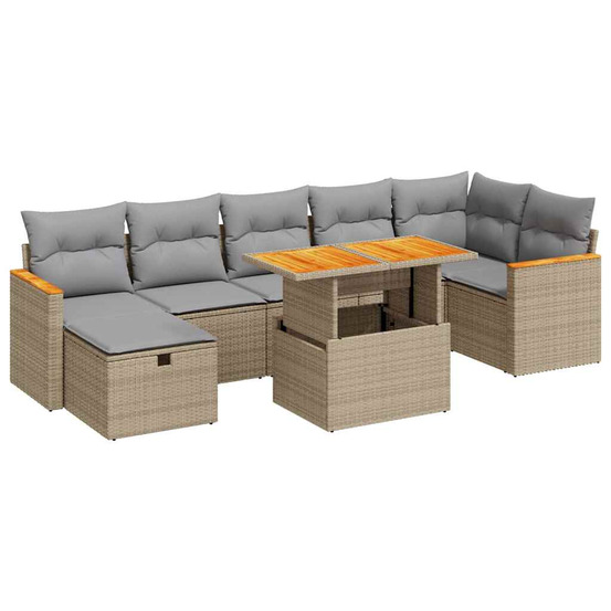 Salon de jardin avec coussins 5 pcs beige résine tressée
