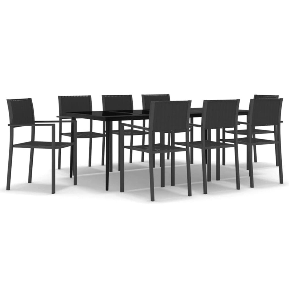 Ensemble à manger de jardin 9 pcs noir