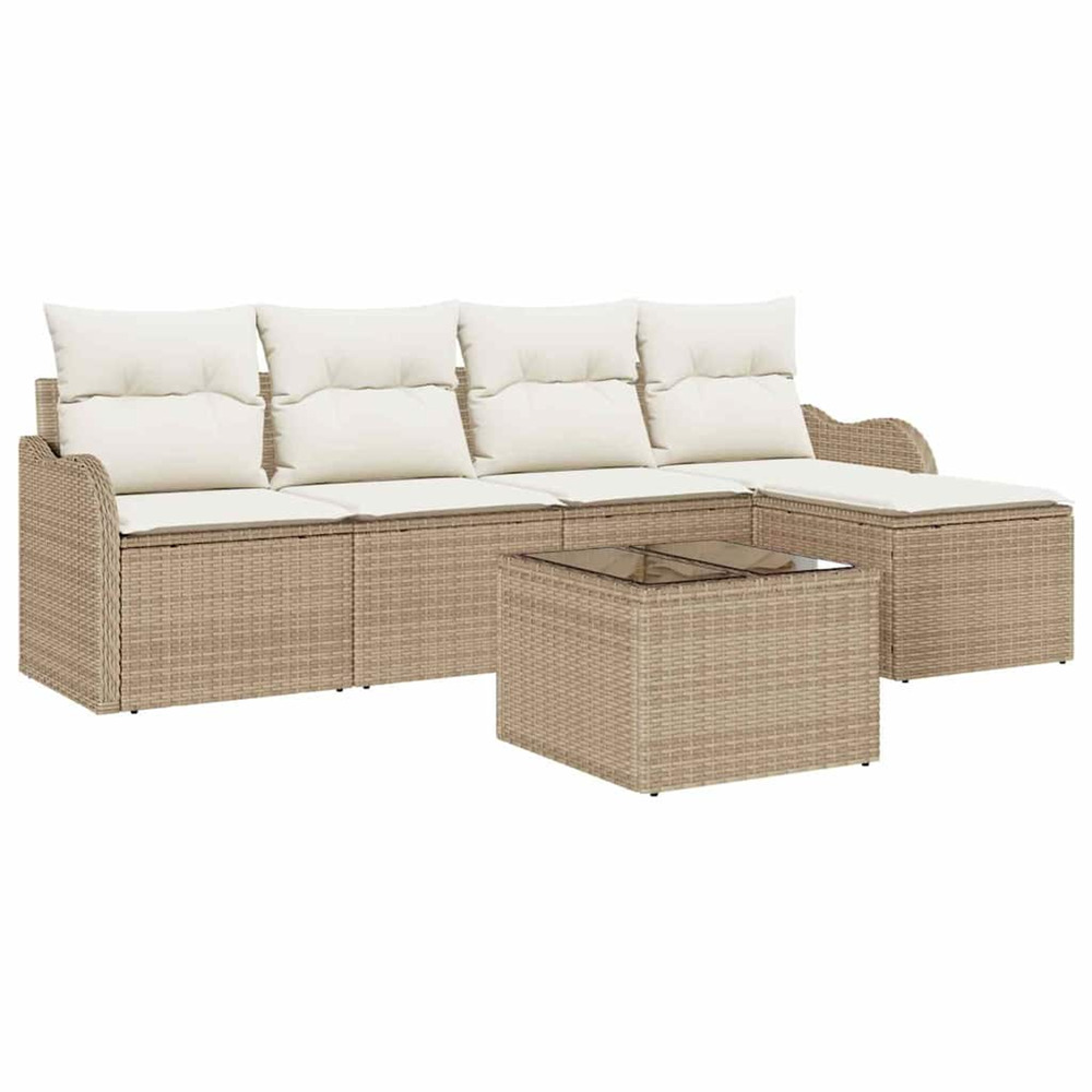 Ensemble de canapé de jardin 6 pcs marron poly rotin