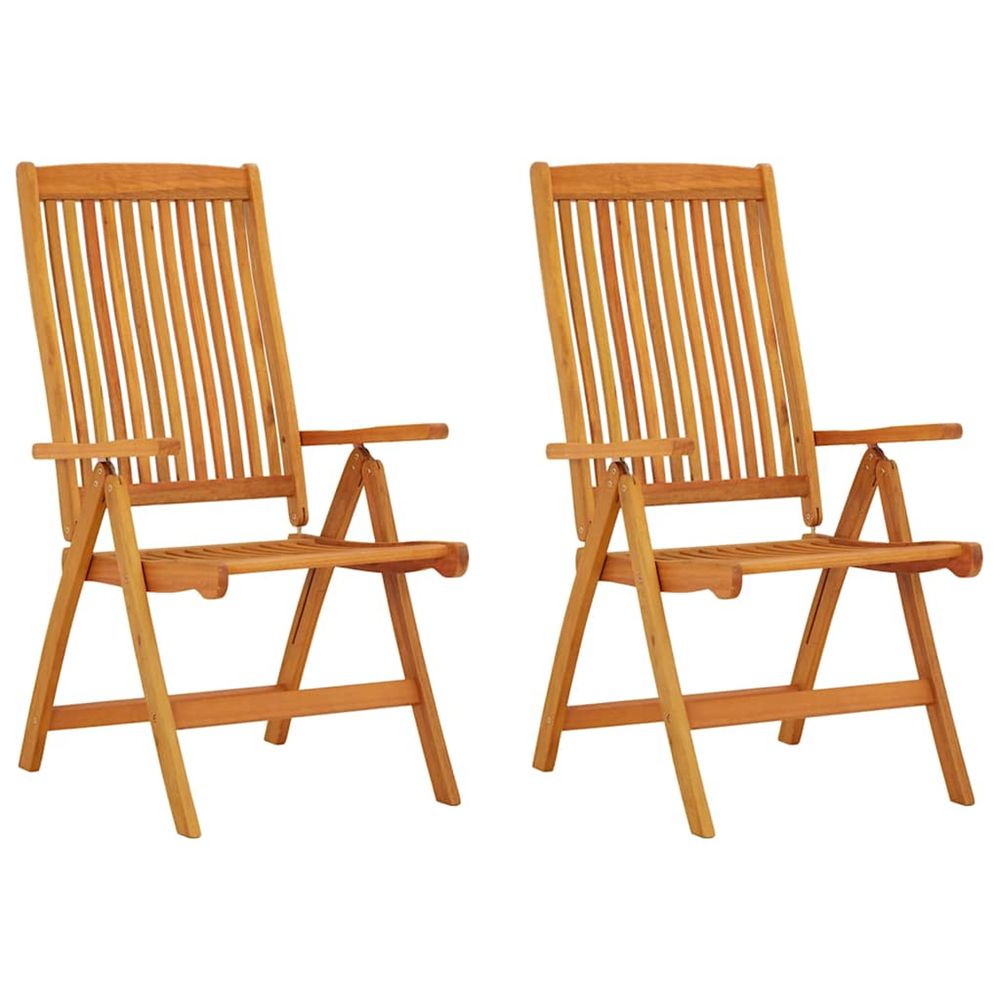 Chaises pliantes 2 pièces en bois massif d'eucalyptus