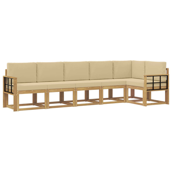Ensemble de canapés d'extérieur 6 pcs blanc et beige polyester