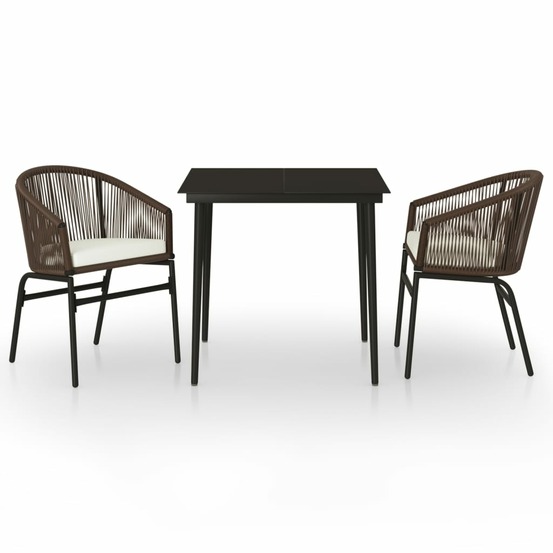 Ensemble à manger de jardin 3 pcs marron