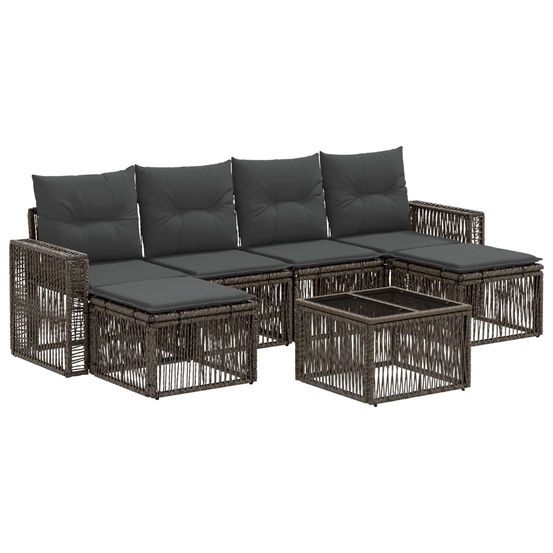 Ensemble de canapé de jardin 7 pc gris et gris foncé polyrotin