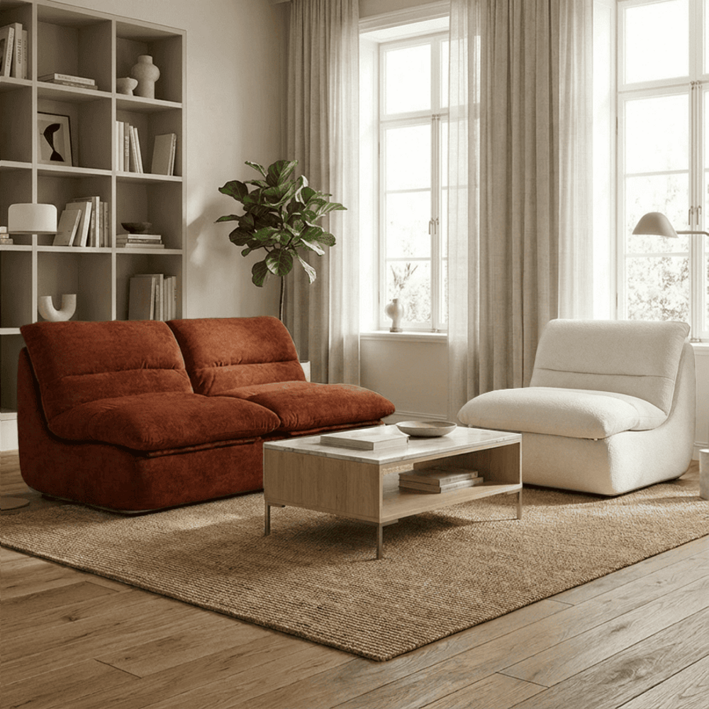 Pack nuvia living 3 places - chocolat et blanc