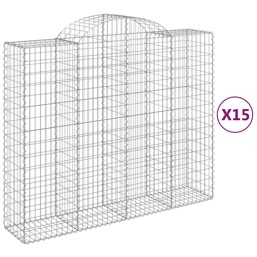 Paniers à gabions arqués 15 pcs 200x50x160/180 cm fer galvanisé