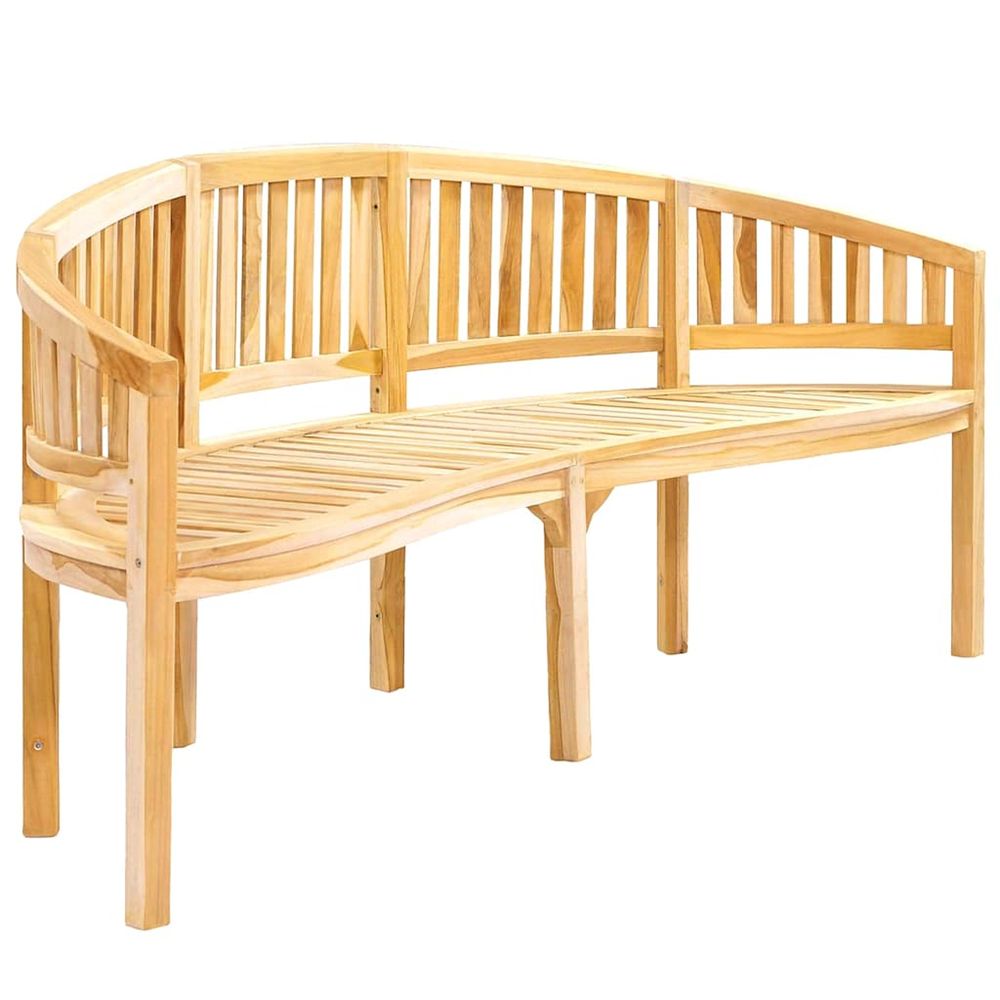 Banc de jardin en forme de banane 200 cm bois de teck solide