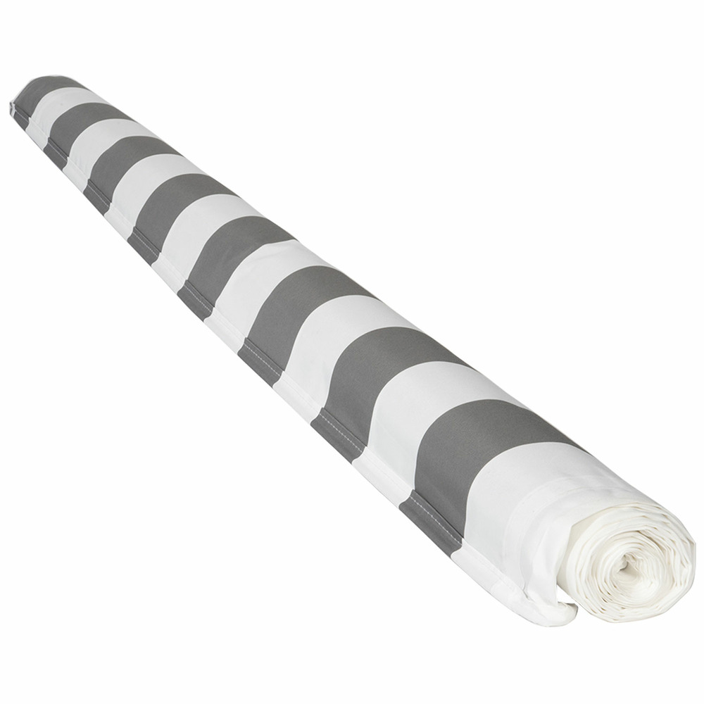 Toile pour store banne saule 3,95 × 3m - toile rayée blanche/grise