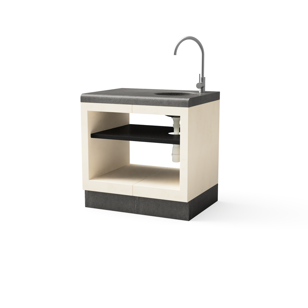 Module kitaway plinthe évier&robinet gris&blanc