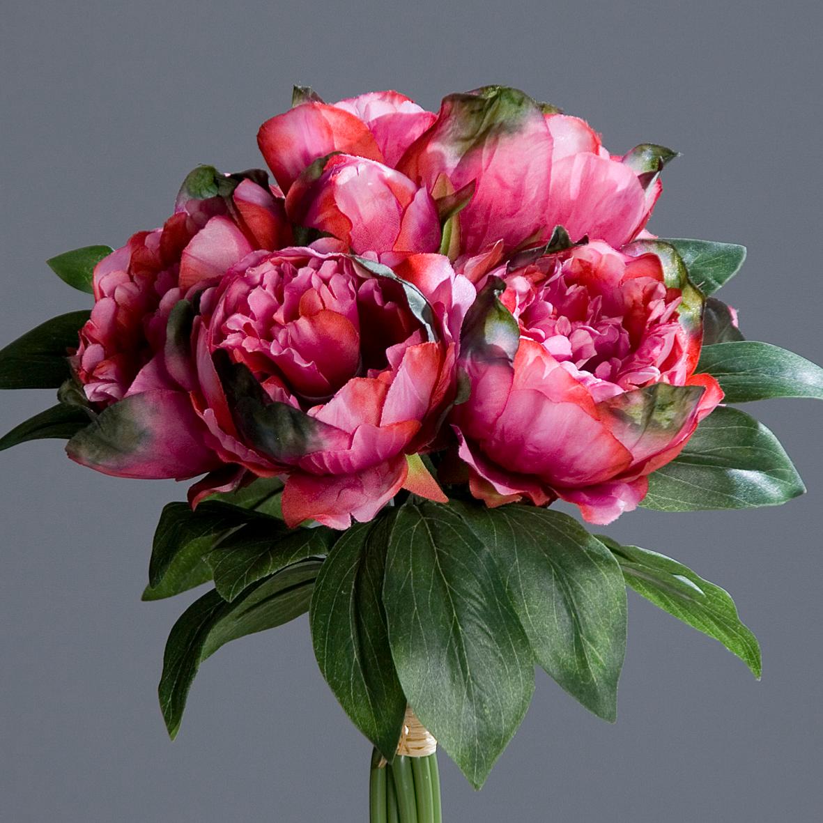 Bouquet de pivoines artificielles 8 têtes diametre 35 cm rose fushia - couleur: