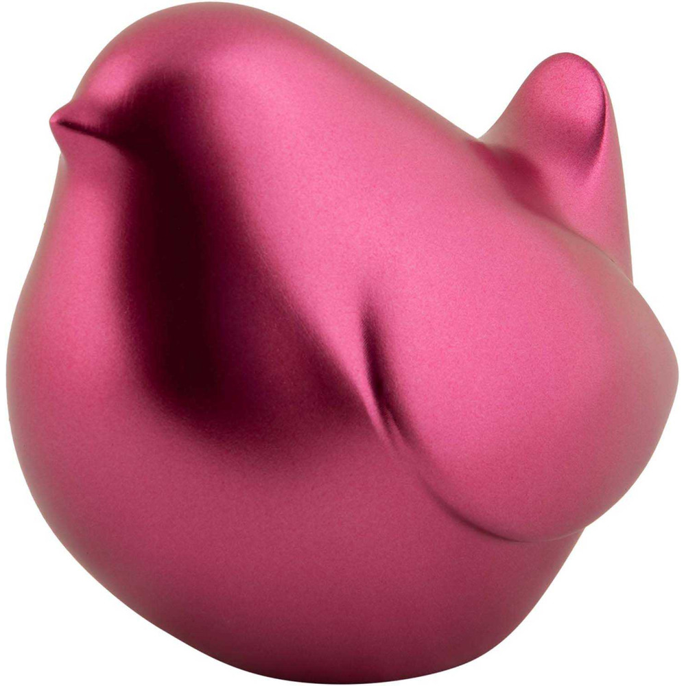 Statue en résine effet métalisé fat bird rose foncé