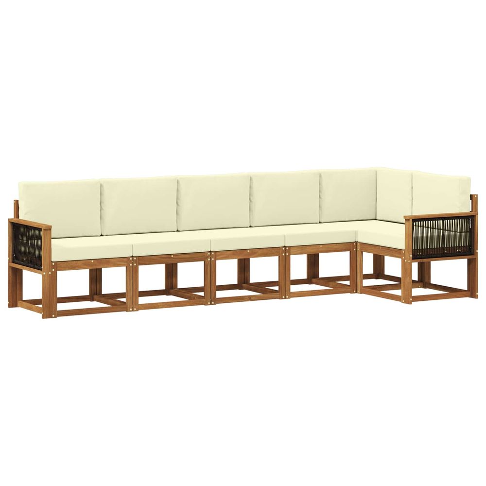 Ensemble de canapés d'extérieur 6 pc naturel et crème polyester