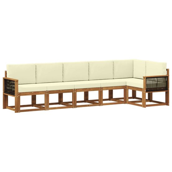Ensemble de canapés d'extérieur 6 pc naturel et crème polyester