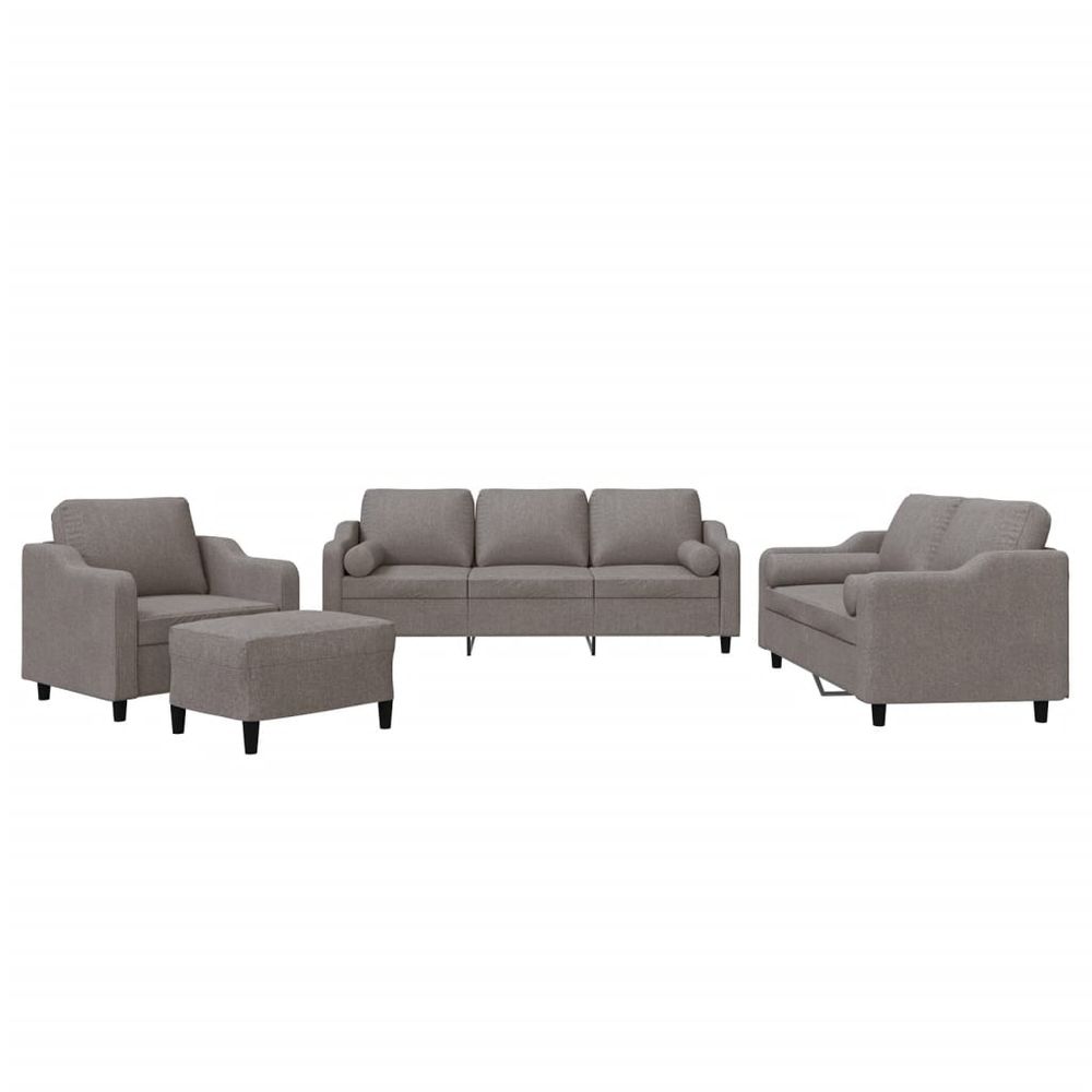 Ensemble de canapés 4 pcs avec coussins taupe tissu