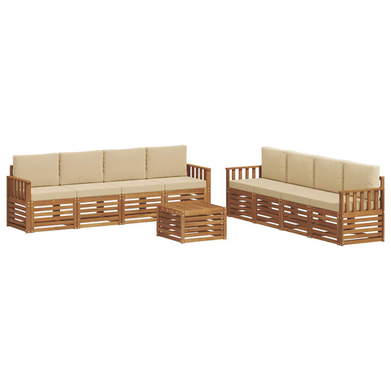 Ensembles de canapés avec coussin 9 pcs naturel et beige