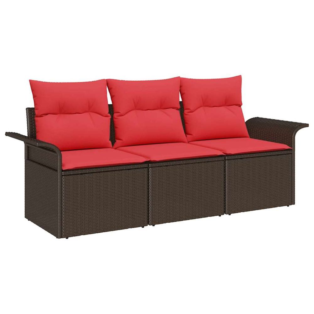 Ensemble de canapé de jardin 3 pc marron poly rotin