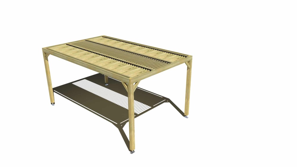 Pergola bois • 3m x 5m • indépendante • sens profondeur • lames orientables bioclimatiques incluses • livraison comprise