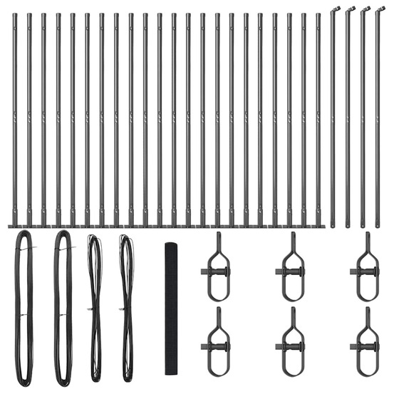 Clôture avec poteaux gris 1.5 x 50 m acier