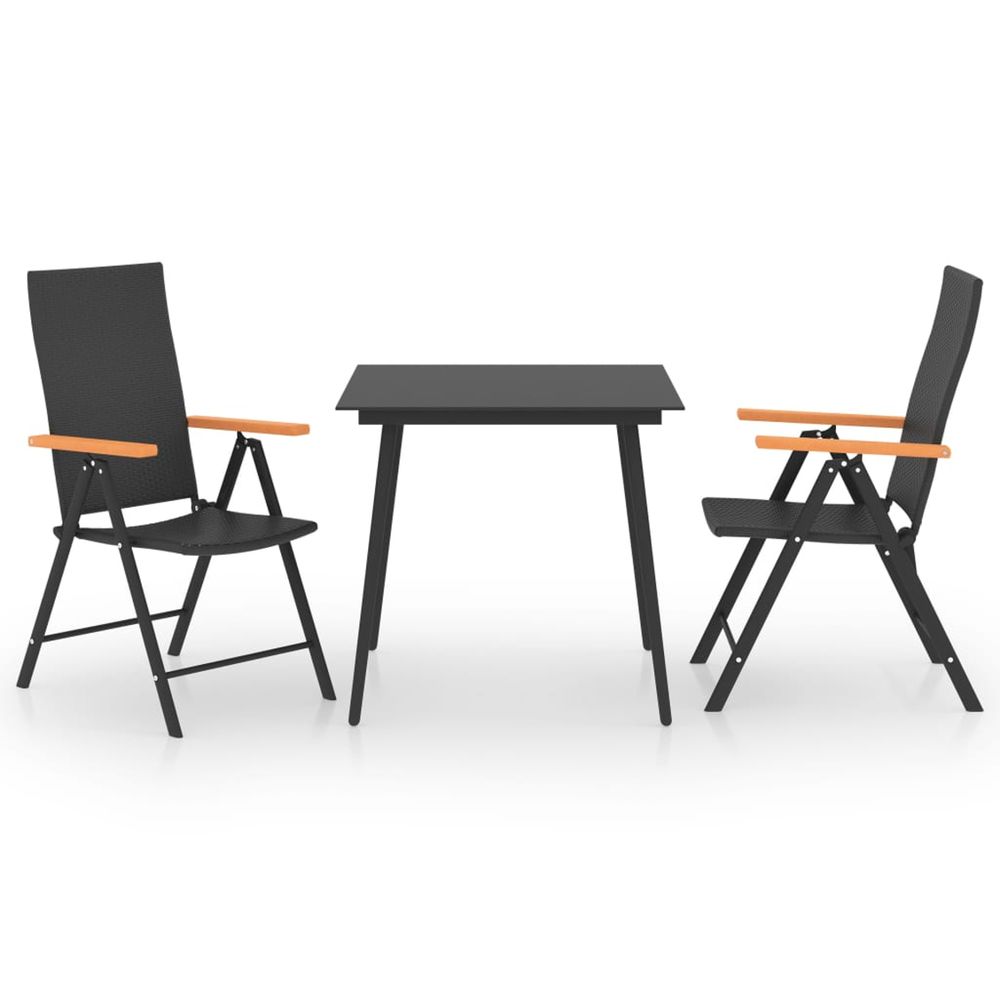 Ensemble à manger de jardin 3 pcs noir et marron