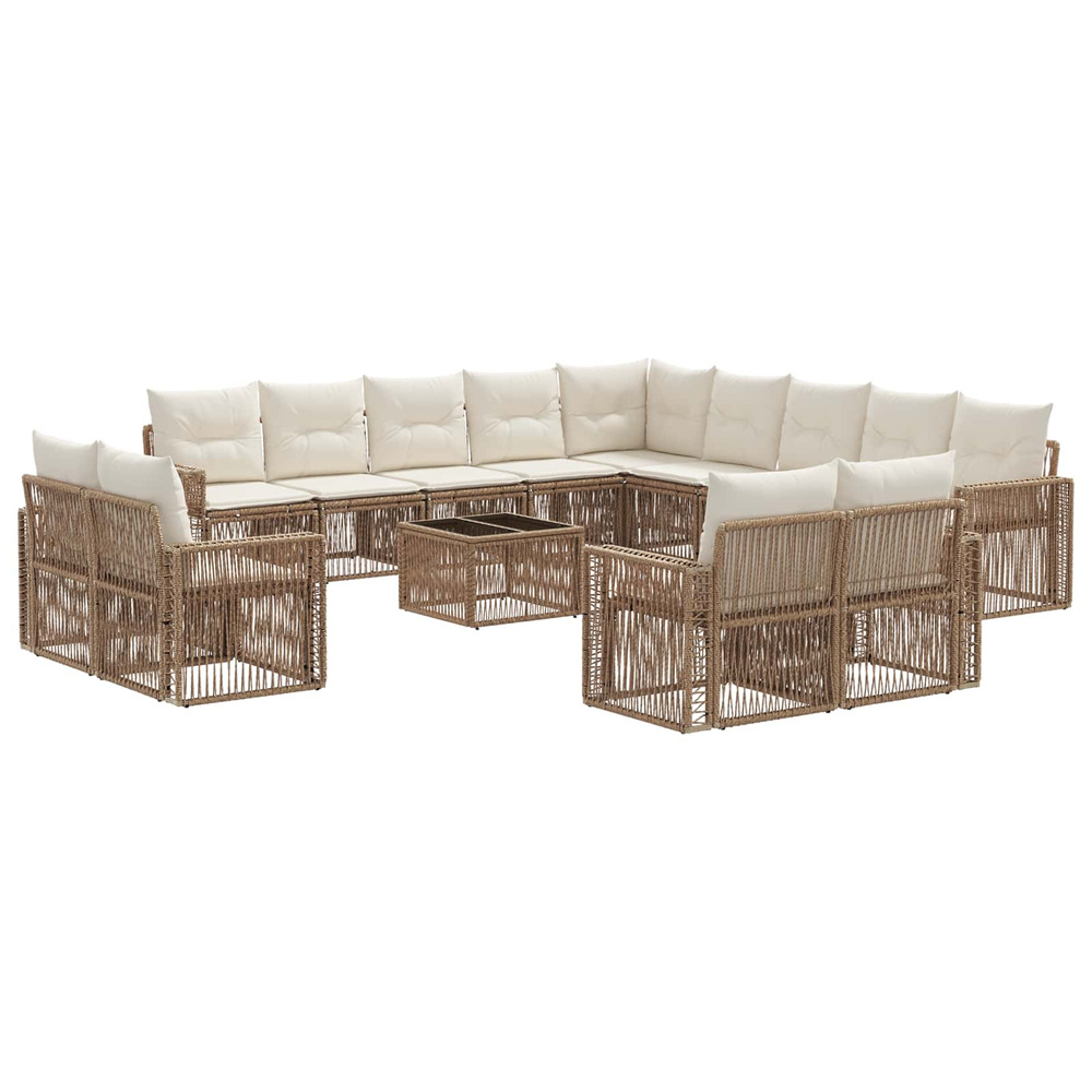 Ensemble de canapé de jardin 14 pcs beige et blanc crème