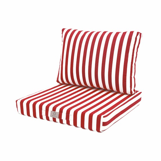 Coussins pour salon de jardin déhoussable 50x50cm rayure rouge