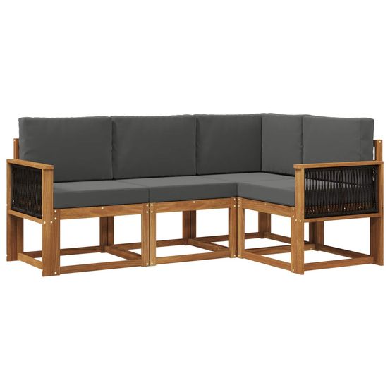 Ensemble de canapés d'extérieur 4 pc naturel et anthracite