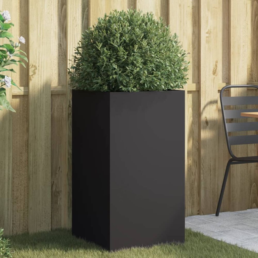 Jardinière haute en acier pour extérieur balcon noir 42x38x75 cm