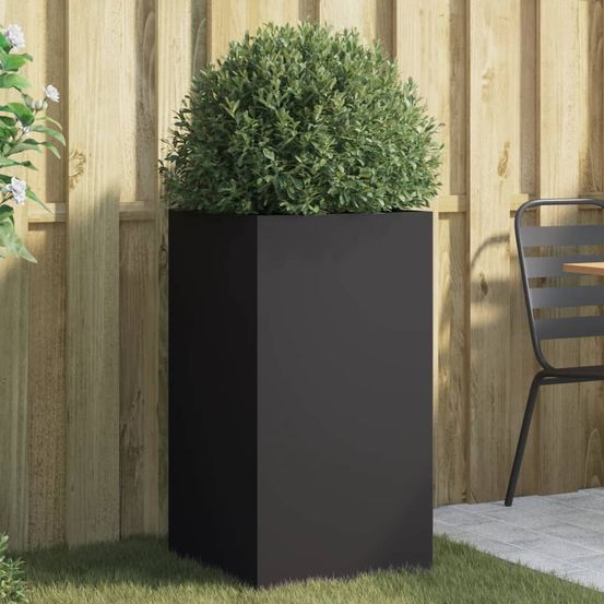 Jardinière haute en acier pour extérieur balcon noir 42x38x75 cm