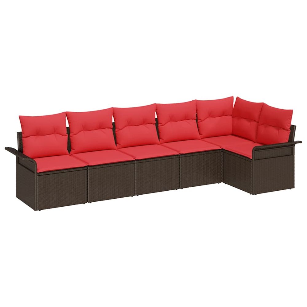 Ensemble de canapé de jardin 6 pc marron polyrotin