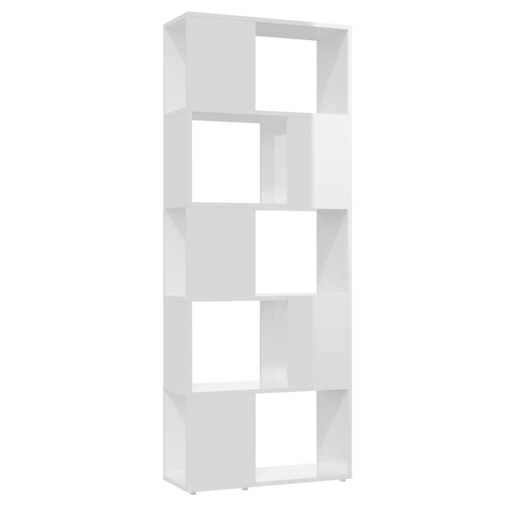 Bibliothèque/séparateur de pièce blanc brillant 60x24x155 cm