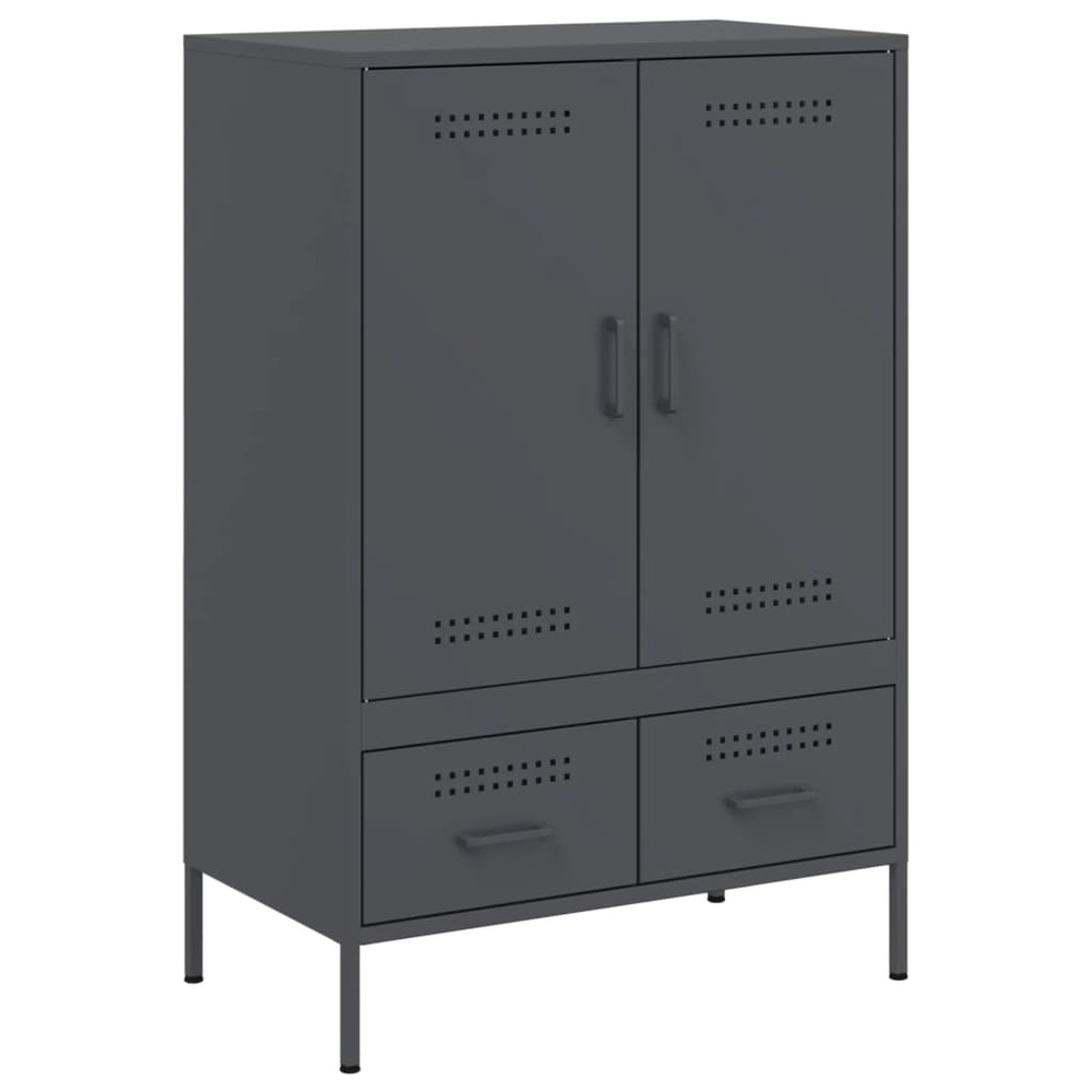 Buffet bahut commode armoire meuble de rangement organisateur cuisine salle de séjour salon haut 68 x 39 x 101,5 cm acier ant