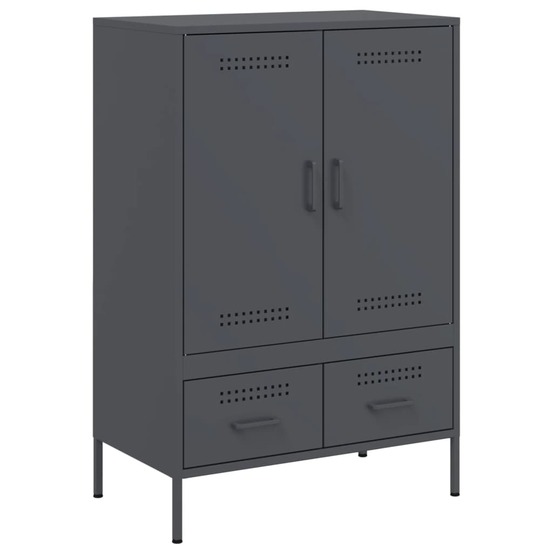 Buffet bahut commode armoire meuble de rangement organisateur cuisine salle de séjour salon haut 68 x 39 x 101,5 cm acier ant