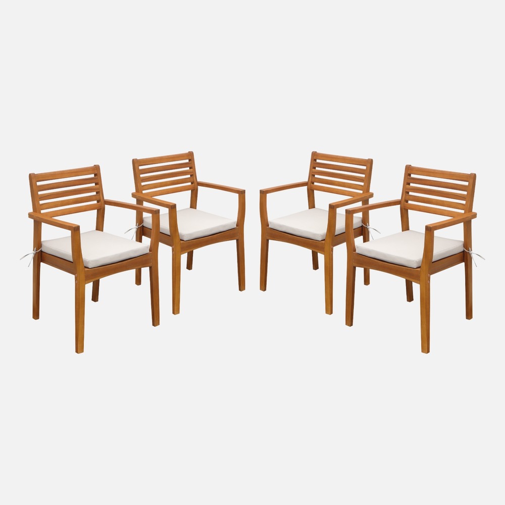 Fauteuil de jardin bois d'acacia (lot de 4) savona 56 x 52 x 83 cm