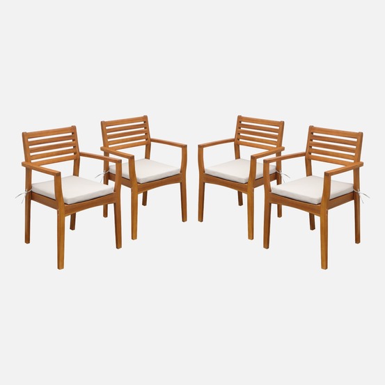 Fauteuil de jardin bois d'acacia (lot de 4) savona 56 x 52 x 83 cm