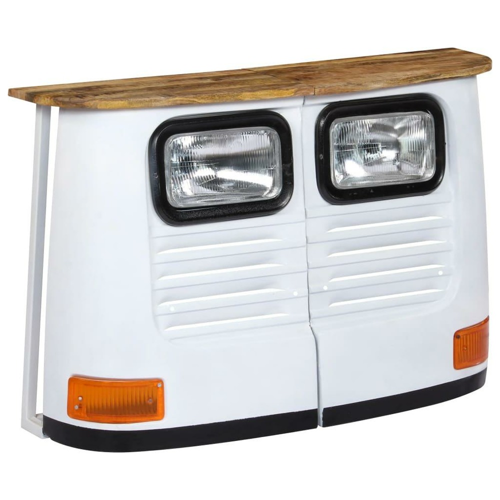 Buffet bois de manguier forme de camion blanc