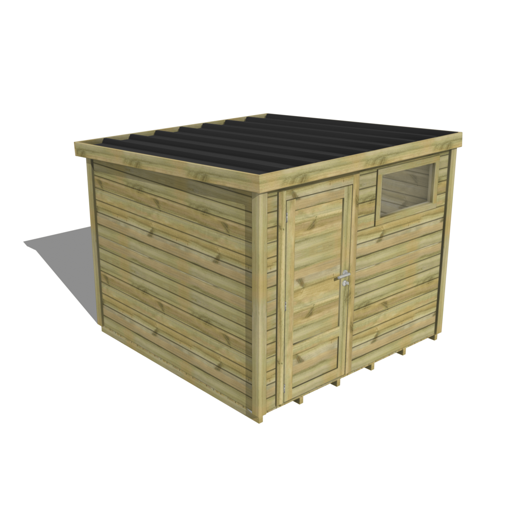 Abri de jardin bois pin traité autoclave 27mm - essentiel - 2,64x2,64m / 7m2 - bac acier - plancher bois