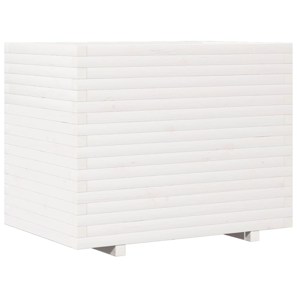 Jardinière bac lit surélevé plantes fleurs terrasse jardin 90 x 60 x 72,5 cm bois de pin massif blanc