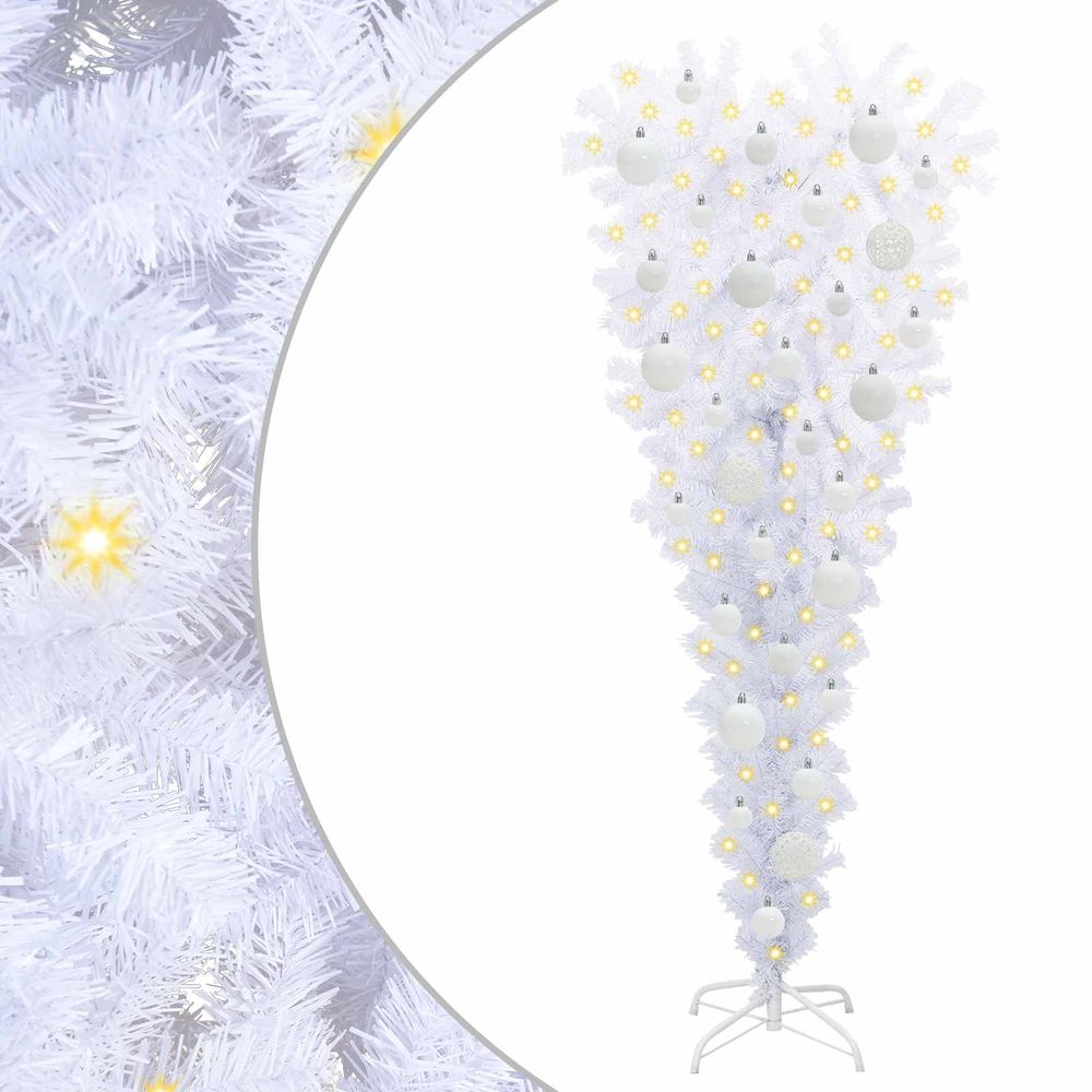 Sapin de noël artificiel avec 150 led blanc 120 cm pvc et acier