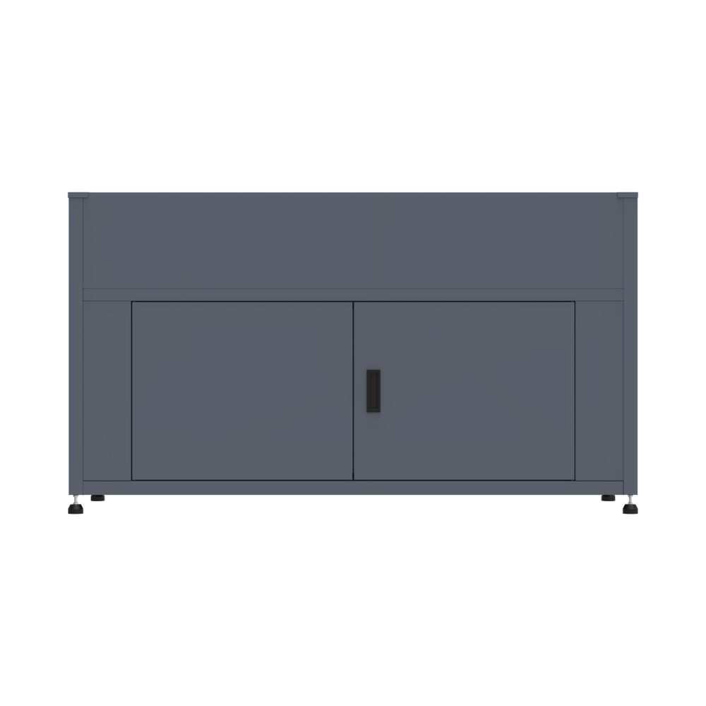 Armoire grand format avec jardinière – acier galvanisé gris – mobilier extérieur pratique
