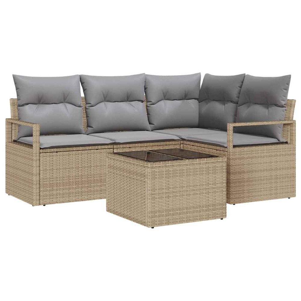 Ensemble de canapé de jardin 5 pcs beige et gris clair