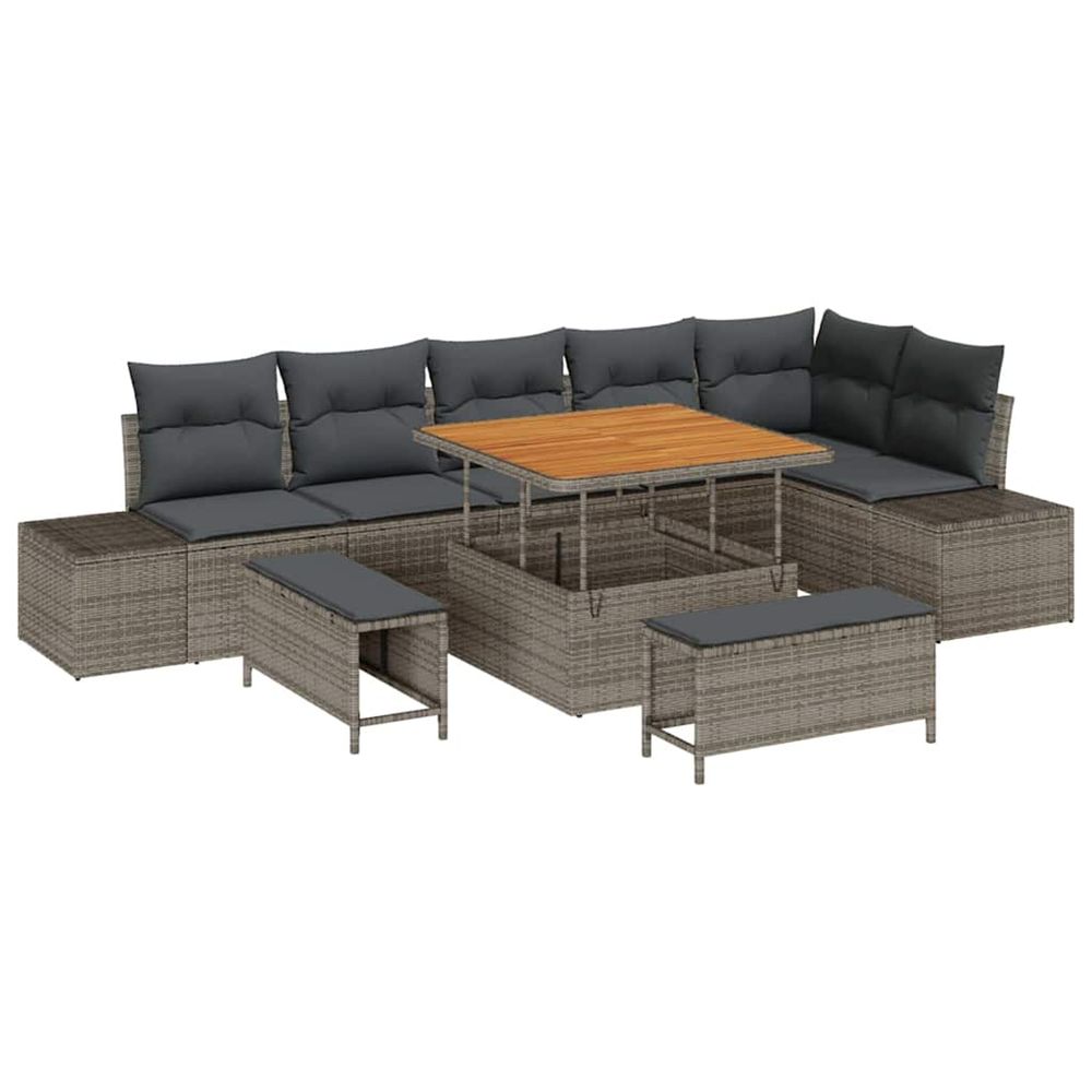 Ensemble de canapé de jardin 9 pc 8-nombre de places gris