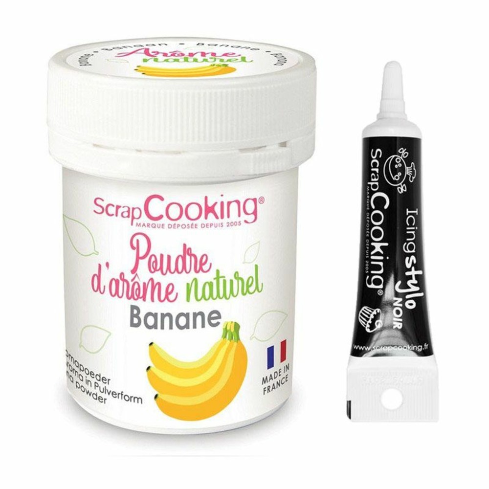 Arôme alimentaire naturel en poudre banane + stylo glaçage noir
