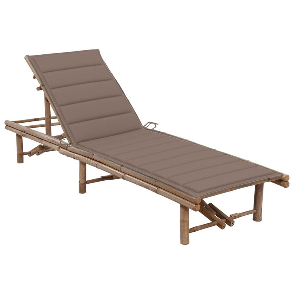 Chaise longue de jardin avec coussin bambou bain de soleil