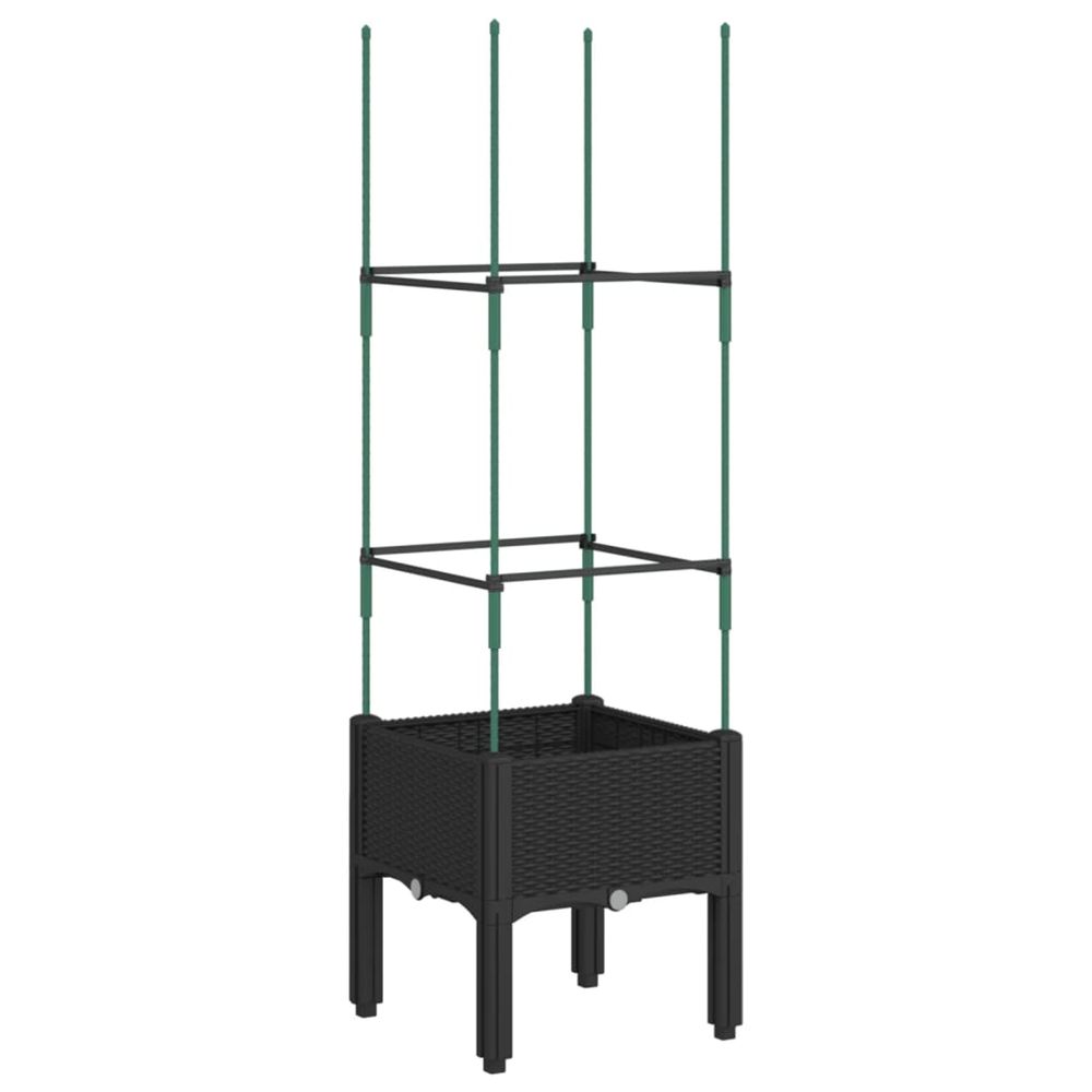 Jardinière d'extérieur avec treillis noir 40x40x142,5 cm pp
