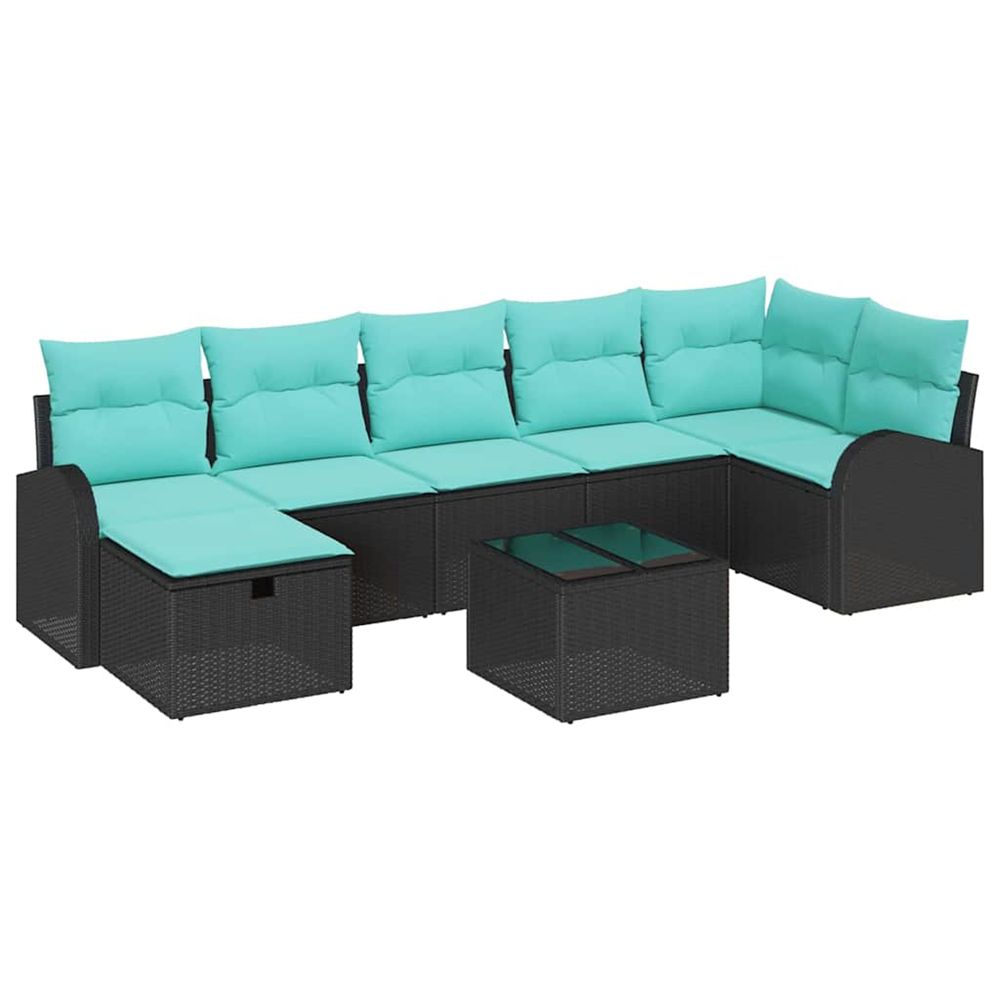 Ensemble de canapé de jardin 8 pc noir polyrotin