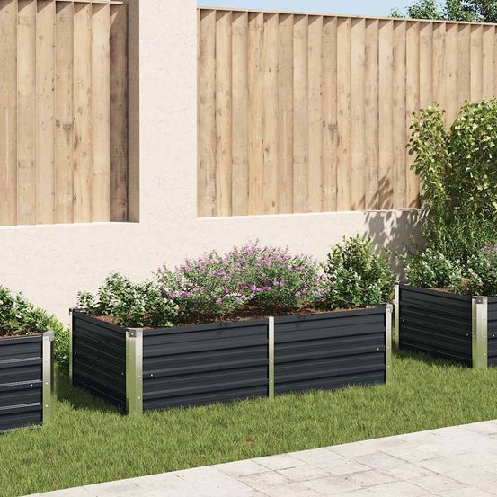 Bac potager rectangulaire acier galvanisé design anthracite 160x80x45cm