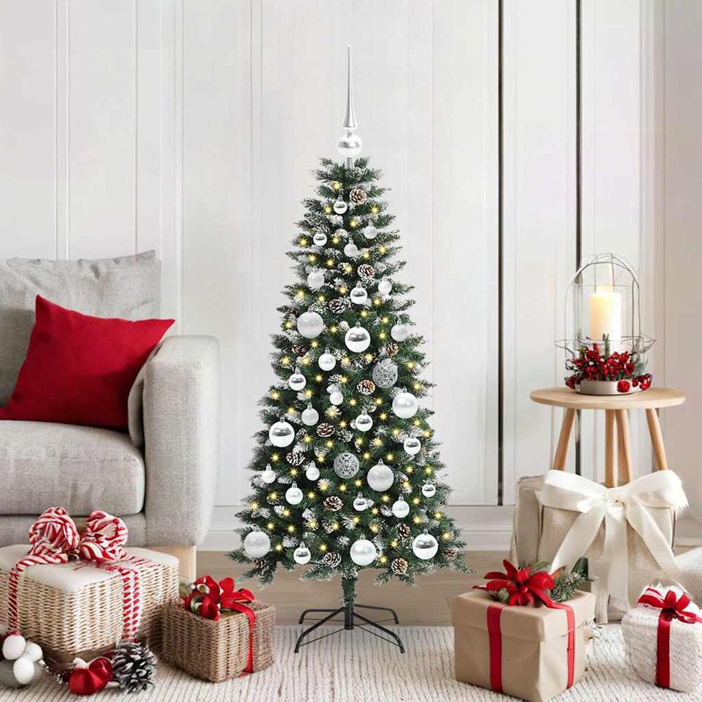 Petit sapin de noël décoré et lumineux 1.2m, avec 150 led et accessoires fêtes usb